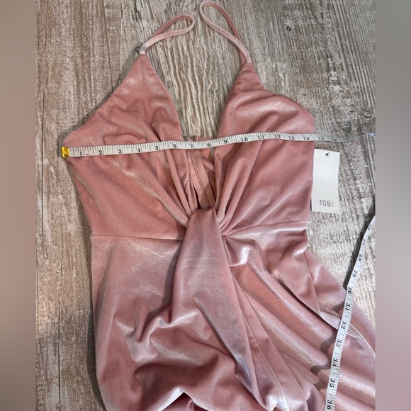 TOBI rose velvet twist front deep plunge maxi dress S NWT - Picture 9 of 12